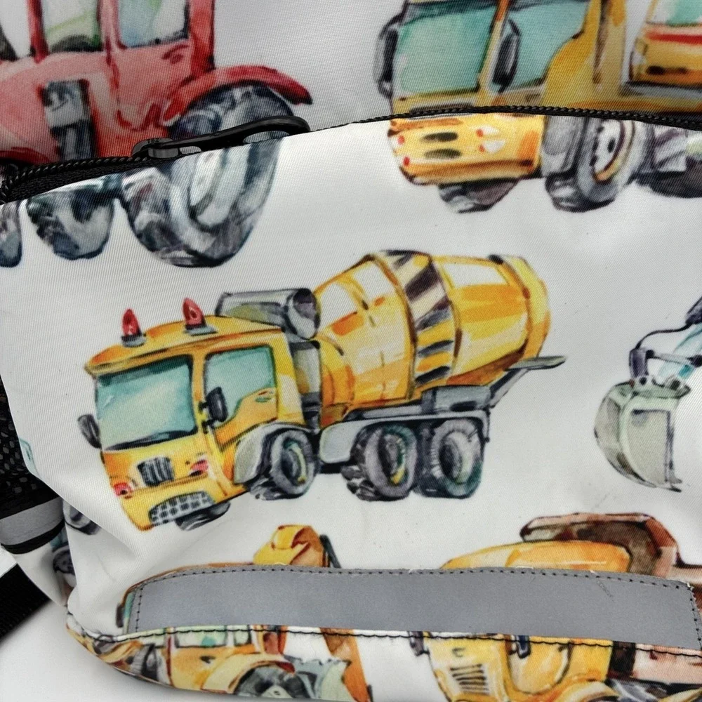 Kids Construction Vehicle Backpack Watercolor Trucks Preschool Bag Reflective
